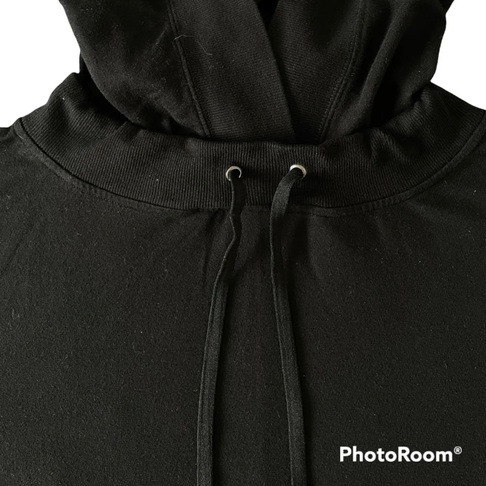 #12 Calvin Klein Performance Edgy Black Hoodie Front Pocket Relaxed Fit Top - Picture 5 of 8
